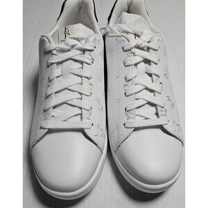 ED Ellen DeGeneres Chaboss White Silver Animal Print Leather Sneakers 9.5M